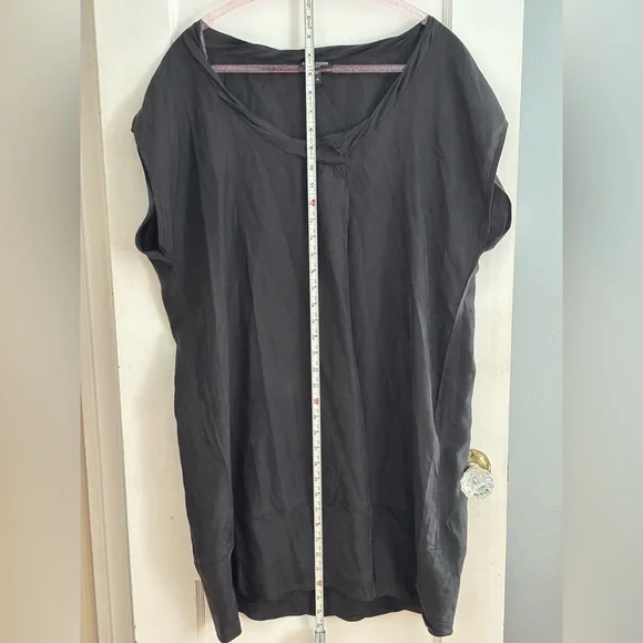 Eileen Fisher 100% Silk Black Dress Size 1X XL Scoop Neck Small Sleeve - Picture 4 of 4